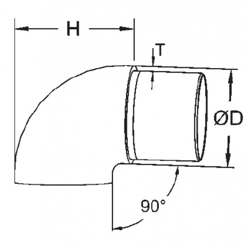 Scroll End-48.3mm o/d x 2mm wall Push Fit Grade 316 Satin polished 